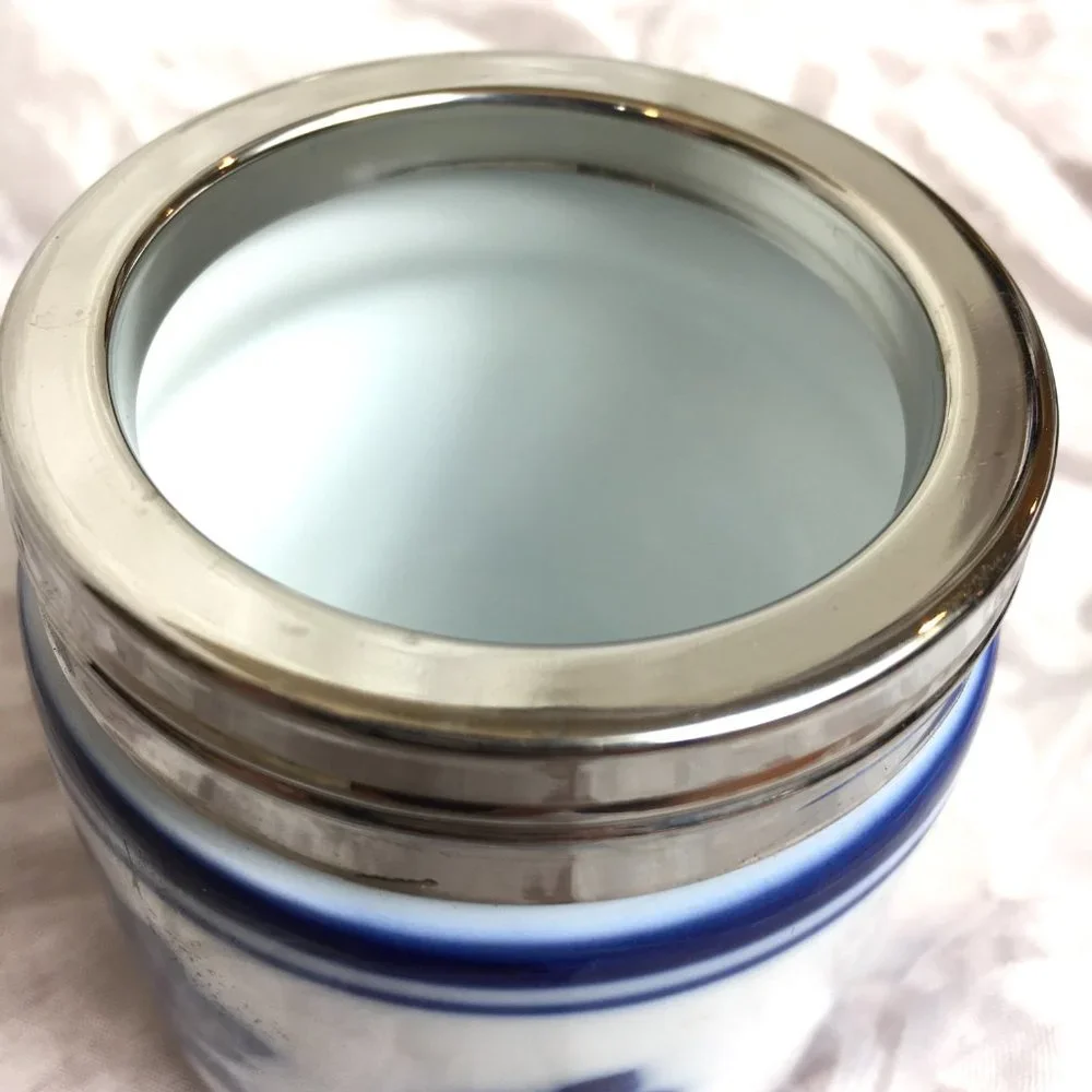 WILLIAMS SONOMA Blue & White 4” Egg Floral Ceramic Coddler